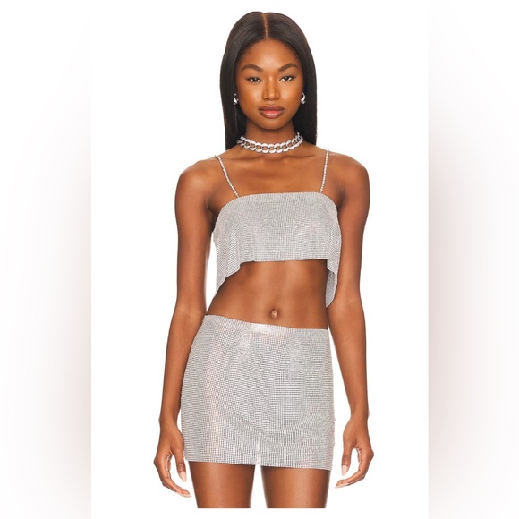 Camila Coelho Noemi Top in Silver Rhinestone - Picture 3 of 10